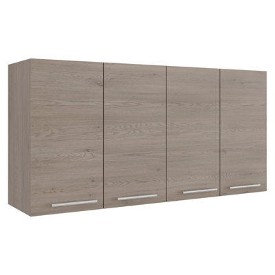 Armoire de cuisine murale Verona avec support à vaisselle intégré et quatre portes
