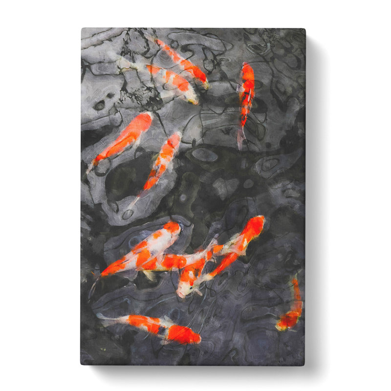 Carp And Koi Fish - Wrapped Canvas Painting, 76cm H x 50cm W x 3cm D