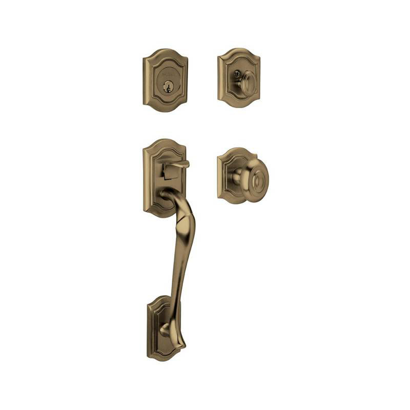 Bethpage Handleset with Single Cylinder Deadbolt and Door Knob and Rosette, Yes, Keyed Different, Satin Brass & Black