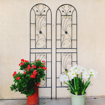 Ensemble de 2 treillis de jardin en métal 86,7 "x 19,7" antirouille pour plantes grimpantes pour l'extérieur
