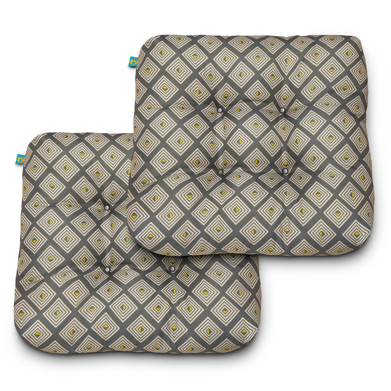 Outdoor 5'' Dining Chair Seat Cushion, Gray Brown Geo