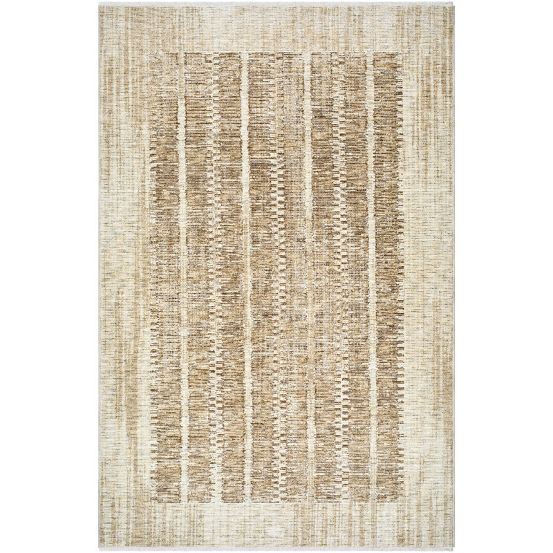Usonia Machine Woven Polyester Area Rug in Brown, Rectangle 5' x 7'8"