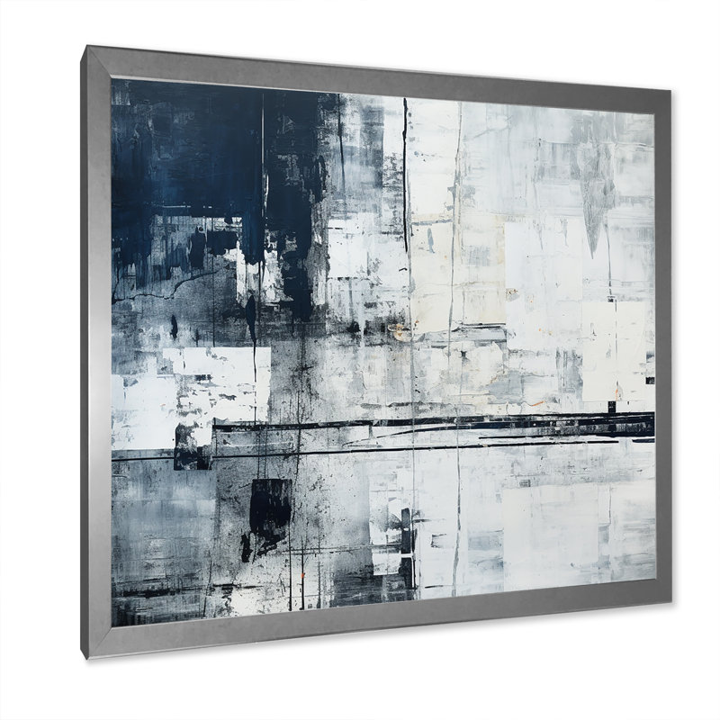 Paysage urbain noir et blanc - Expression d'art sur route IV, H 36 po x l 36 po x P 1,5 po, Cadre simple argenté