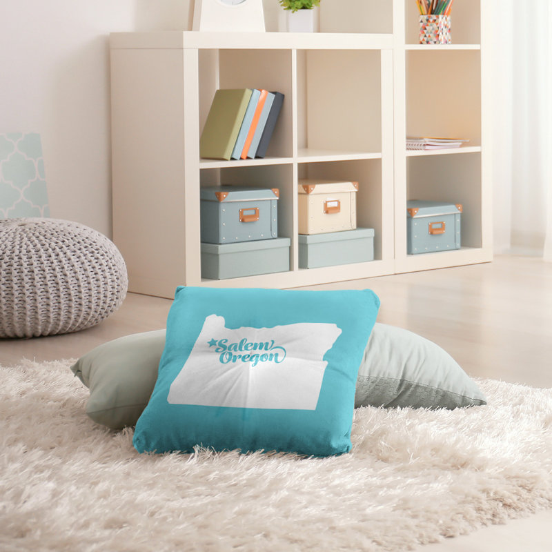 Coussin de plancher touffeté, 30 po x 30 po, Bleu sarcelle, Salem