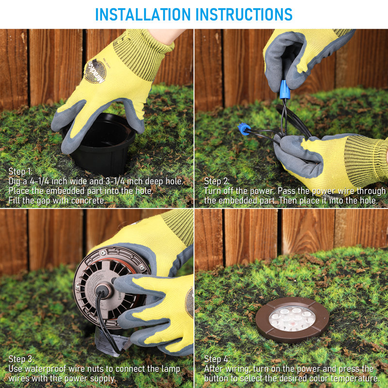 LED Landscape Well light Low Voltage In-Ground Lawn Light, IP67 Waterproof, Brown