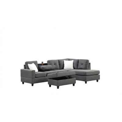 Modern Charcoal L-Shaped Sectional Sofa