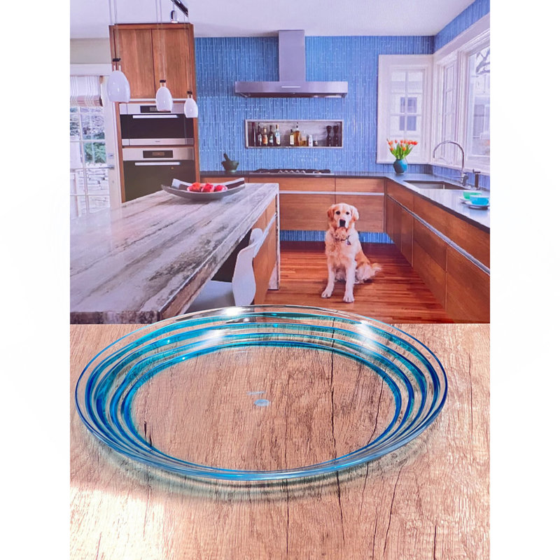 Ensemble de 4 assiettes en acrylique Designer Swirl, 4 assiettes en plastique bleues réutilisables et incassables pour toutes les occasions