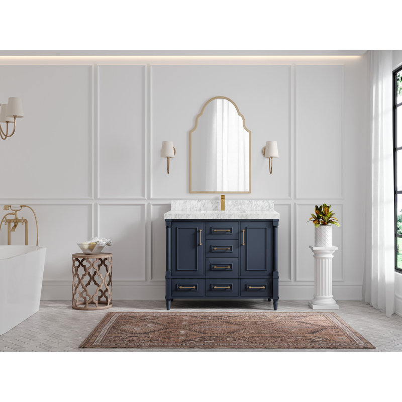 Aberdeen 42'' Single Bathroom Vanity with Top, Carrara Marble