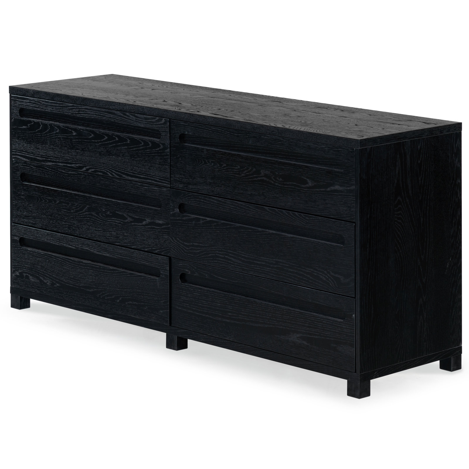 Lesheka 6 Drawer Wood Dresser, Black