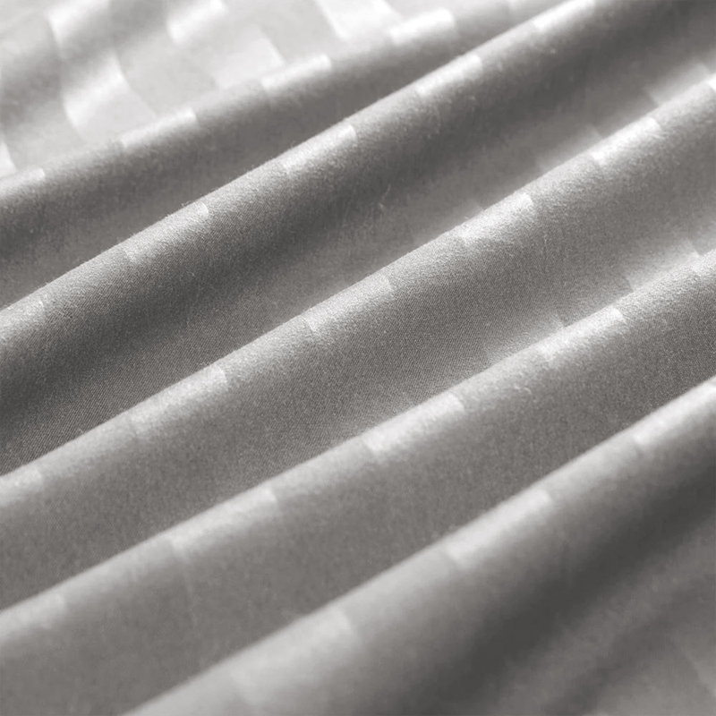 Canella 100% Microfiber Stripe Duvet Cover Set with Pillowcases, Silver, Kingsize - 2 Standard Pillowcases
