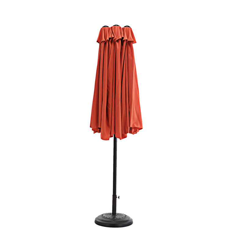 Double Sided Outdoor Umbrella Rectangular Large With Crank, Orange