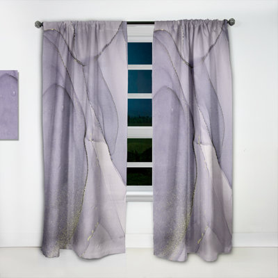 Mauve et gris liquide Art Waves - rideau en velours moderne - obscurcissant - 1 panneau