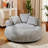 Compression 52" W Oversize Adult Round Faux Fur Foam Filled Bean Bag Sofa With 3 Back Pillows-1053155292