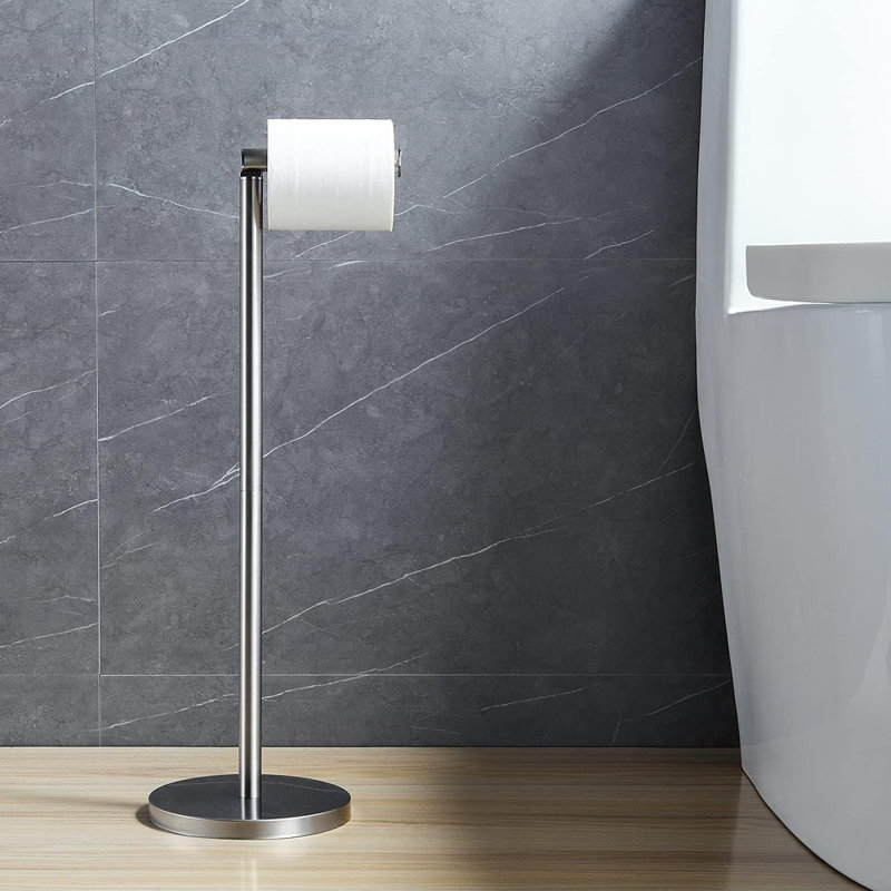 Porte-papier hygiénique pour salle de bain - Support autoportant, nickel brossé, peut contenir des rouleaux de rechange, paquet de 2