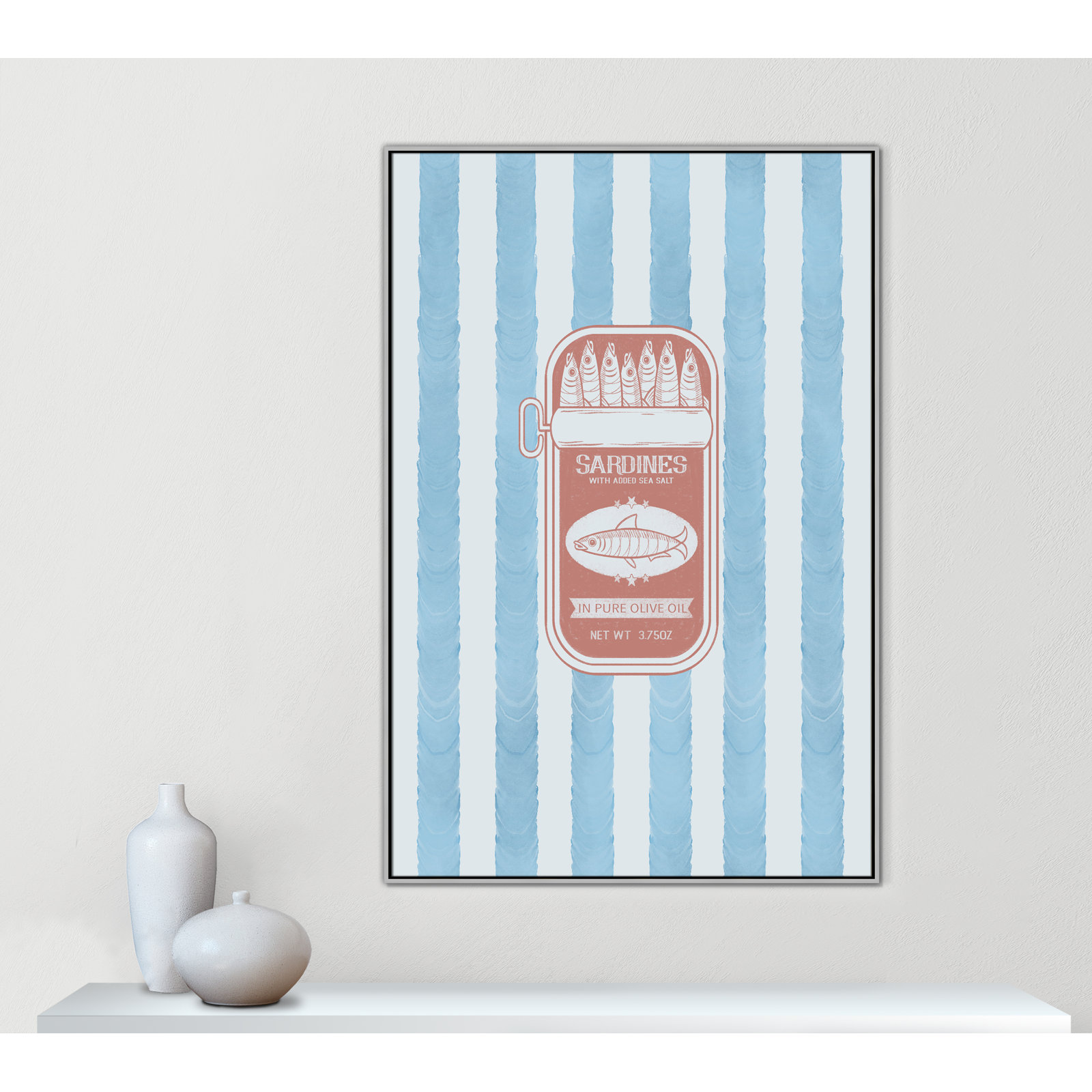 Salty Sardines Print by Marcus Prime, 41.5'' W x 61.5'' H, Silver Floater