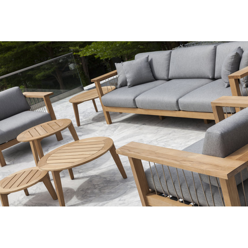Maro Outdoor Teak Lounge Chair, Charcoal Chine