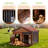 Solid Wood Outdoor Dog House with Cage-2016876325