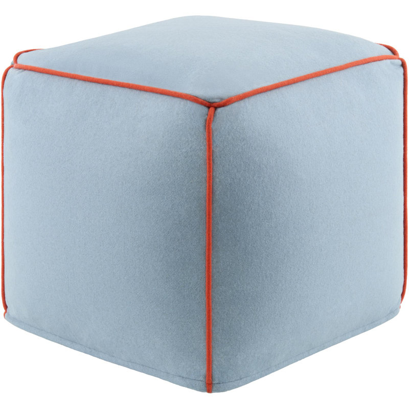 Ackerly Upholstered Pouf, Blue/Red