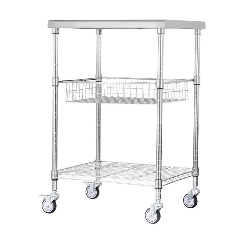 Chariot roulant à 3 niveaux sur roulettes 24 po x 20 po x 36,6 po 470 LBS 6 crochets