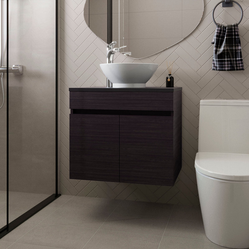 Meuble-lavabo de salle de bain avec 2 portes, Wengé, Wengé