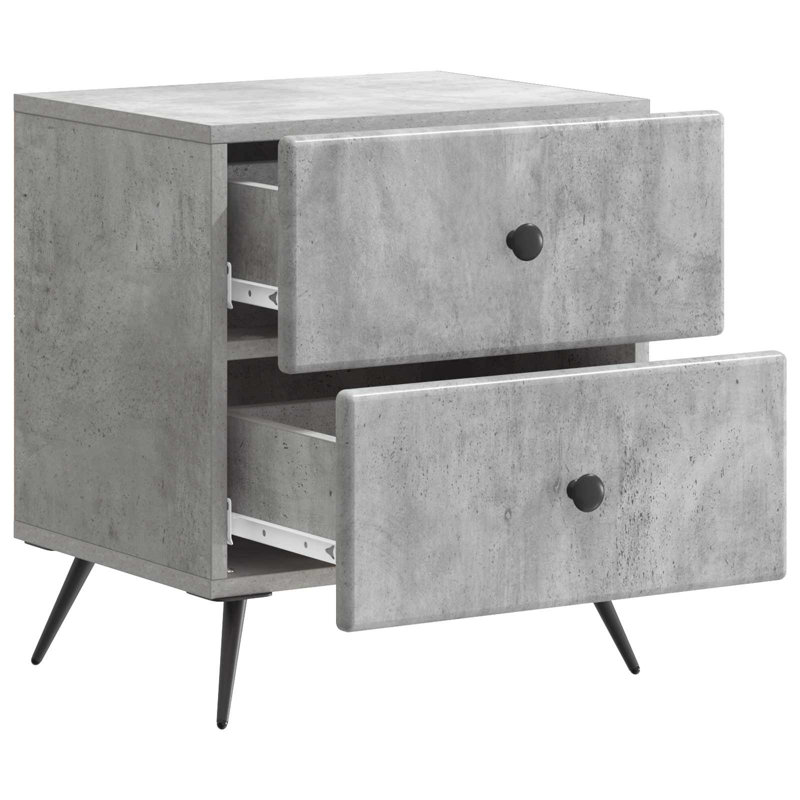 43cm W Manufactured Wood Bedside Table, Concrete Grey