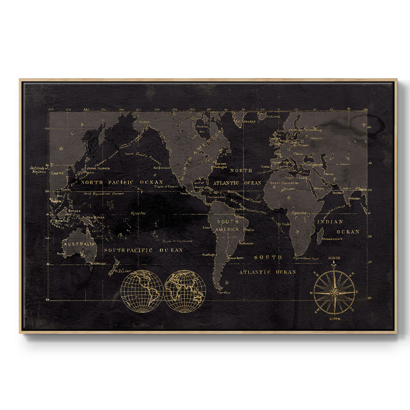 «Black Gold Map», reproduction encadrée sur toile, Naturel, H 17 po x l 25 po x P 2 po