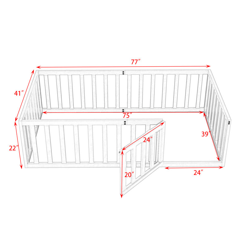 Freta Wood Bed Frame, White, Twin