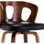 Siège pivotant de 26 pouces de style Mid-Century moderne, similicuir noir, dossier noyer, repose-pieds, idéal pour les espaces de cuisine