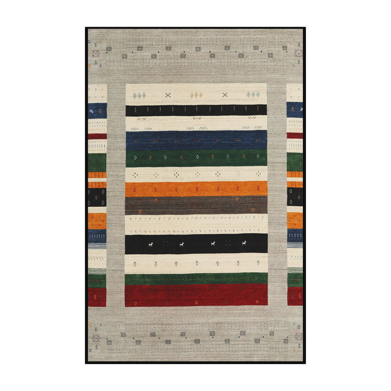 Tapis gris / rouge / vert Madrona, Rectangle 7 pi x 10 pi