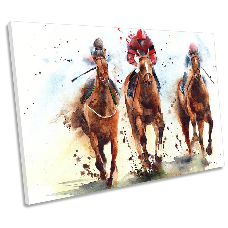 Jockey Race Horses - Wrapped Canvas Print, 30.5cm H x 45.7cm W x 2cm D