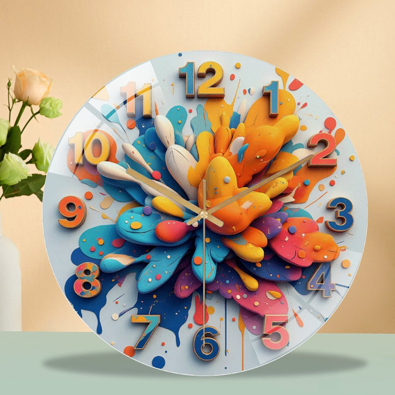 Horloge murale colorée avec design unique pour la décoration intérieure - Horloge murale moderne en verre 12 po