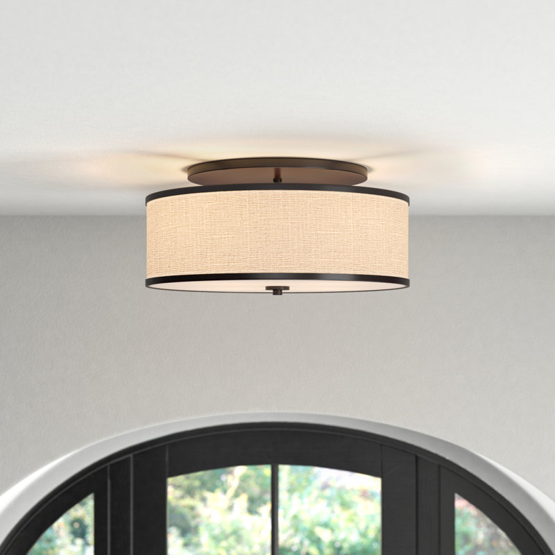 Elzira Linen Semi Flush Mount, Rubbed Bronze