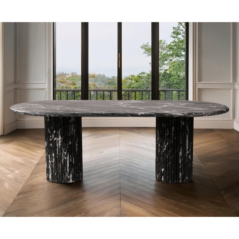 Table de salle à manger Messina, Marbre noir