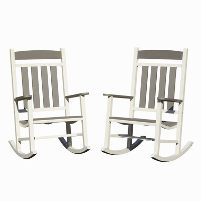 Ensemble de 2 chaises berçantes d'extérieur, chaises berçantes surdimensionnées en PEHD pour adultes, chaise berçante de véranda avec support de 380 lb, résistant aux intempéries