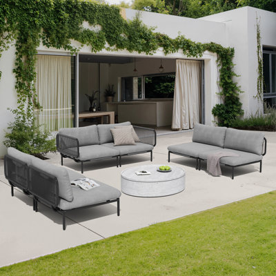Canapé modulaire d'extérieur 100,4 po en métal