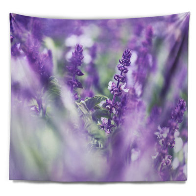 Magnifique tapisserie de fleurs de menthe mauve