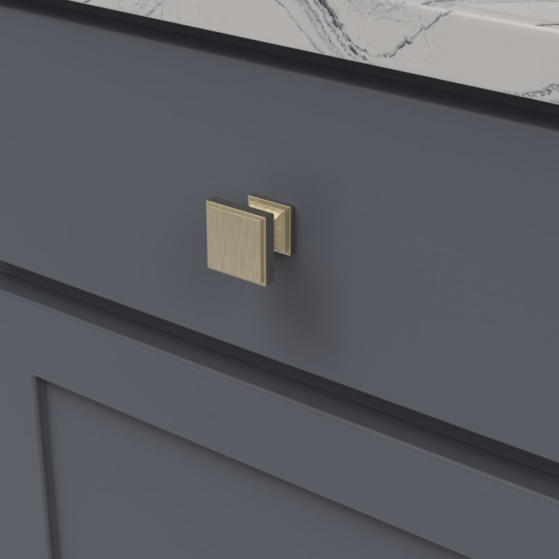 Poignée carrée collection Brownstone - bouton d'armoire bronze champagne 1-3 / 8 "x 1-3 / 8" - Quincaillerie transitionnelle pour tiroirs et armoires