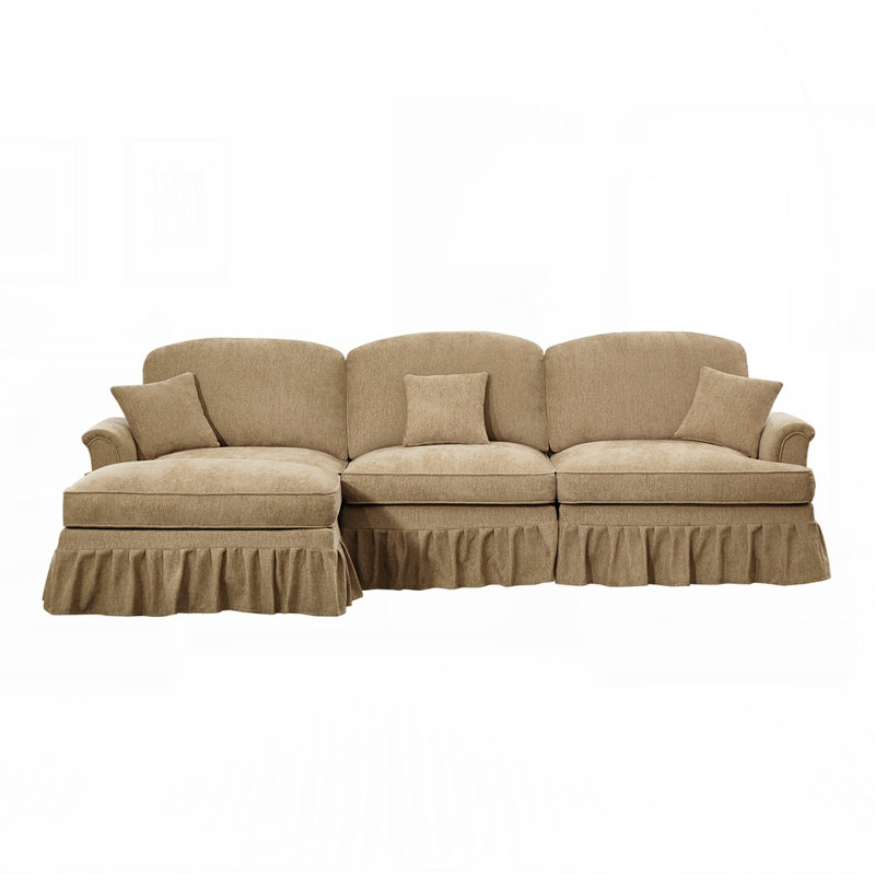 Canapé polyvalent en chenille avec volants détachables et configurations multiples, parfait pour les espaces de vie modernes et élégants