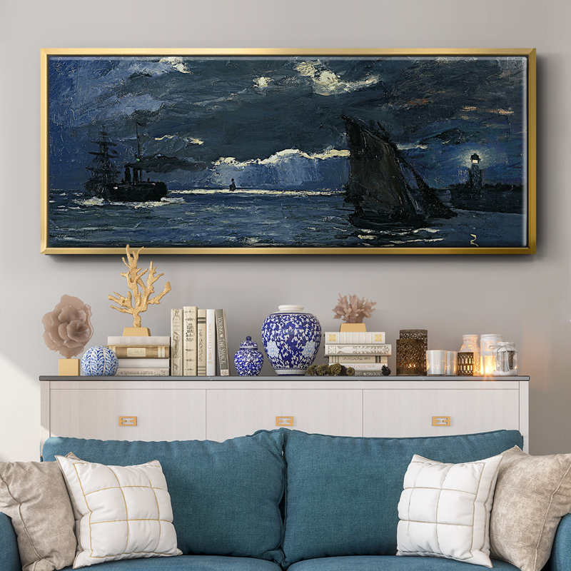 Seascape Night Effect- Framed Canvas