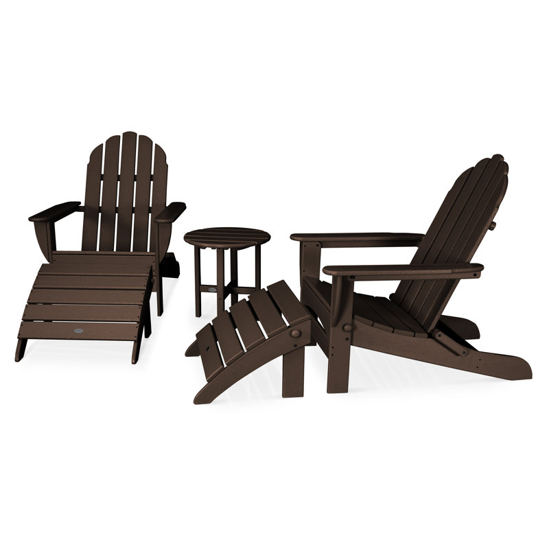 POLYWOOD Classic Oversized Adirondack 5-Piece Casual Set, Mahogany