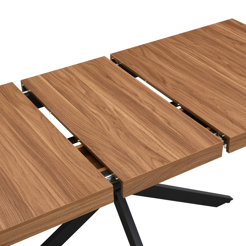 Industrial X-Leg Extendable Dining Table, Walnut