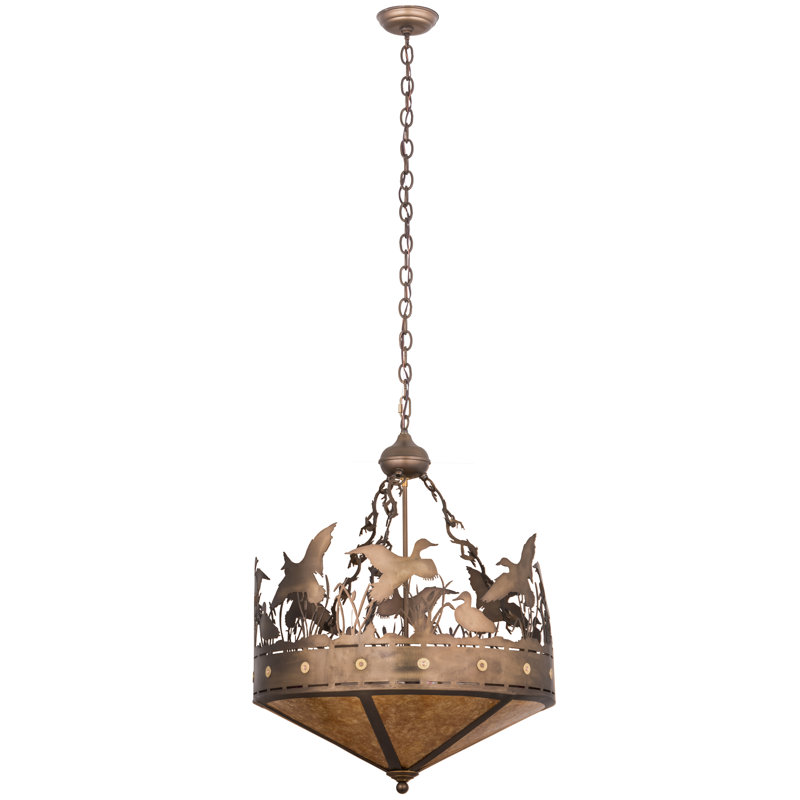 Rustic Lodge Pendant, 33" H x 24" W x 24" D, Silver