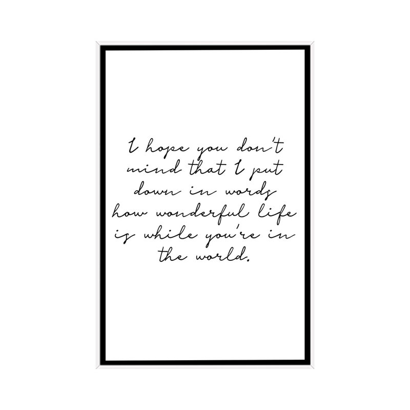 «Typo? 1 Rectangle», reproduction d'art textuel, Toile blanche encadrée, Pas de tapis, H 60 po x l 40po x P 1,5 po