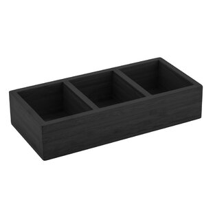 Restaurantware RW Clean Black Plastic Cleaning Caddy - 3 Compartments, with Handle - 16 inch x 10 1/2 inch x 7 inch - 1 Count Box