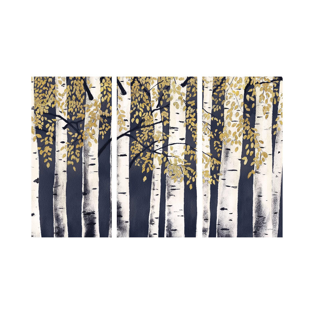 Fresh Forest Indigo Gold - Galerie-verpackte Leinwand Giclée