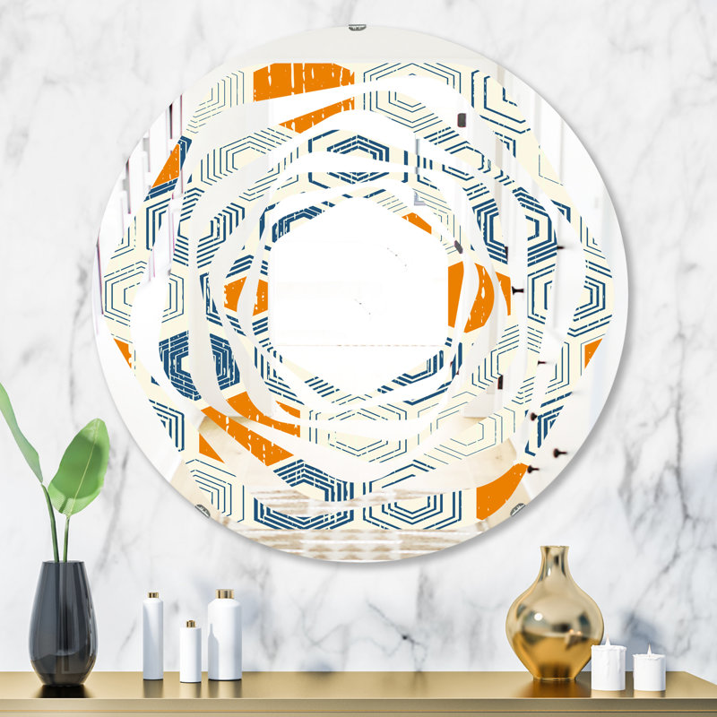 Miroir mural Whirl Coastal, H 31,5 po x l 31,5 po, Motif hexagonal tourbillon Ix