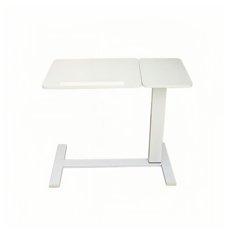 Table de chevet pliante, support mobile pour ordinateur portable, table de chevet inclinable avec roulettes, plateau à hauteur réglable (blanc)