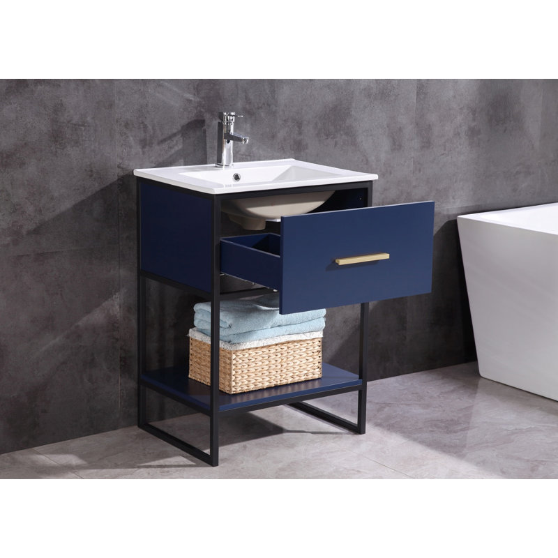 Ensemble de meuble-lavabo simple 24 "Manatuto, Bleu