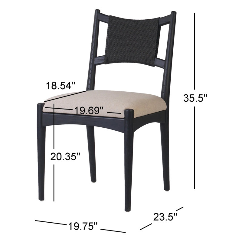 Haddon Dining Chair-Light Natural Rush, Black