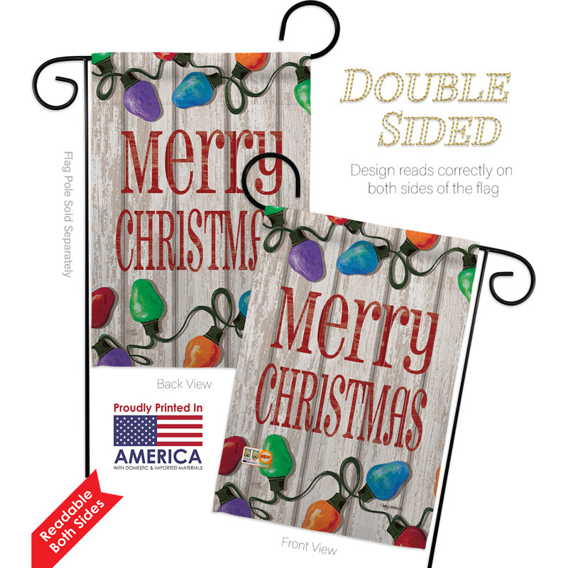 Ensemble de 2 drapeaux de jardin à 2 côtés en polyester 19 po x 13 po à impressions de noël claires